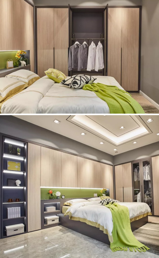 鵬鴻免漆生態(tài)板清風(fēng)胡桃定制衣柜實(shí)拍